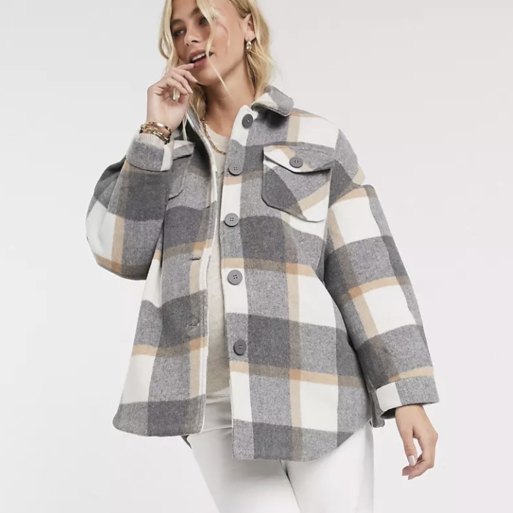 ASOS maternity plaid shirt jacket